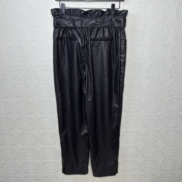 WhoWhatWhere | Faux Leather High Rise Paper Bag Waist Cropped Trousers, Size 8 - Picture 4 of 11